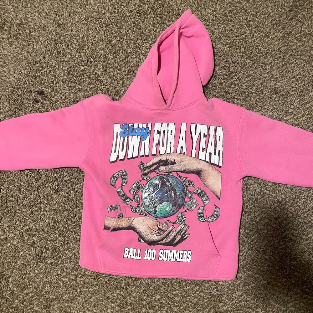 Pink down for a year time a tell hoodie
